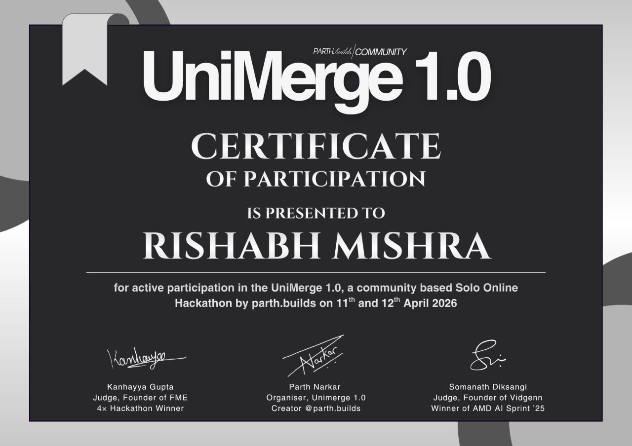 UniMerge 1.0 certificate